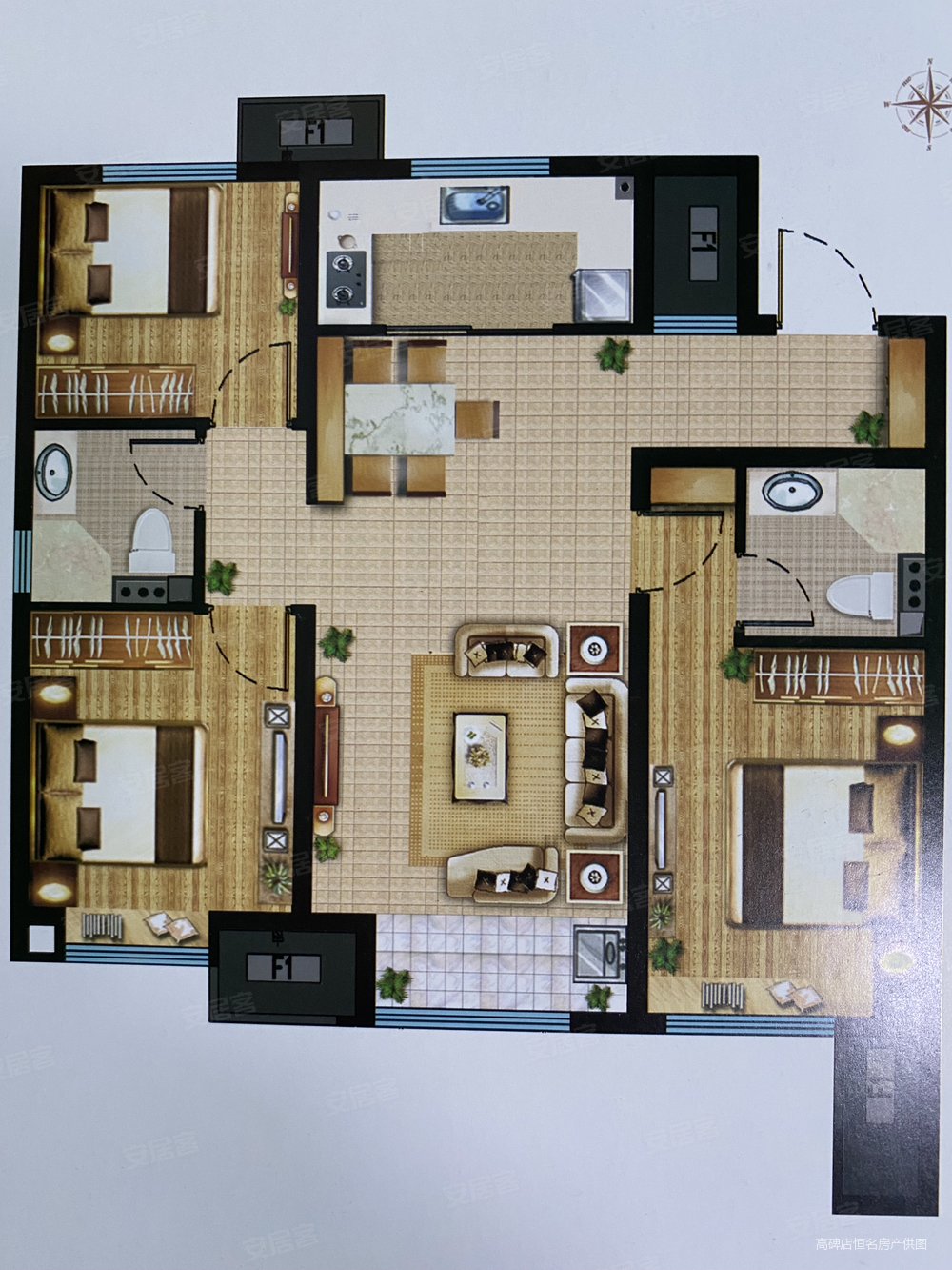 英伦名郡剑桥郡3室2厅2卫119㎡南北95万