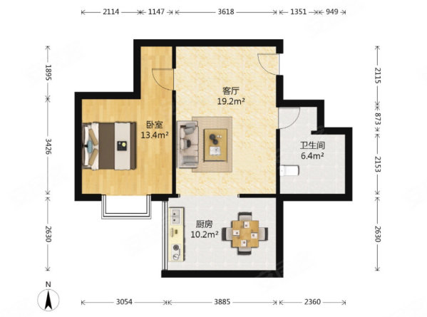 启航029小区1室1厅1卫61.41㎡东南73万