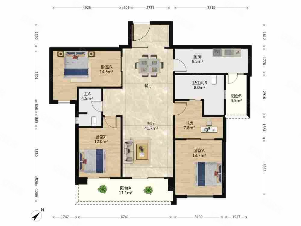 南北通透武汉天地云廷二期电梯房精装修楼层好视野