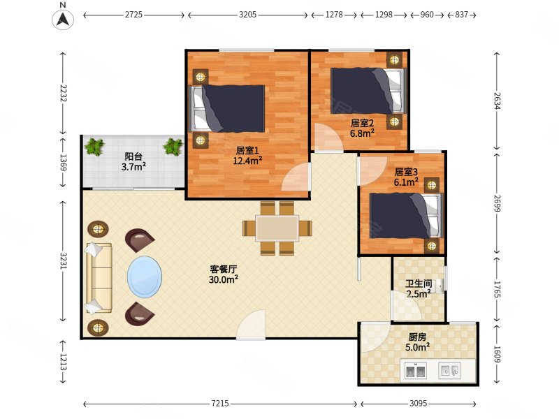 益田村3室2厅1卫88.15㎡北555万