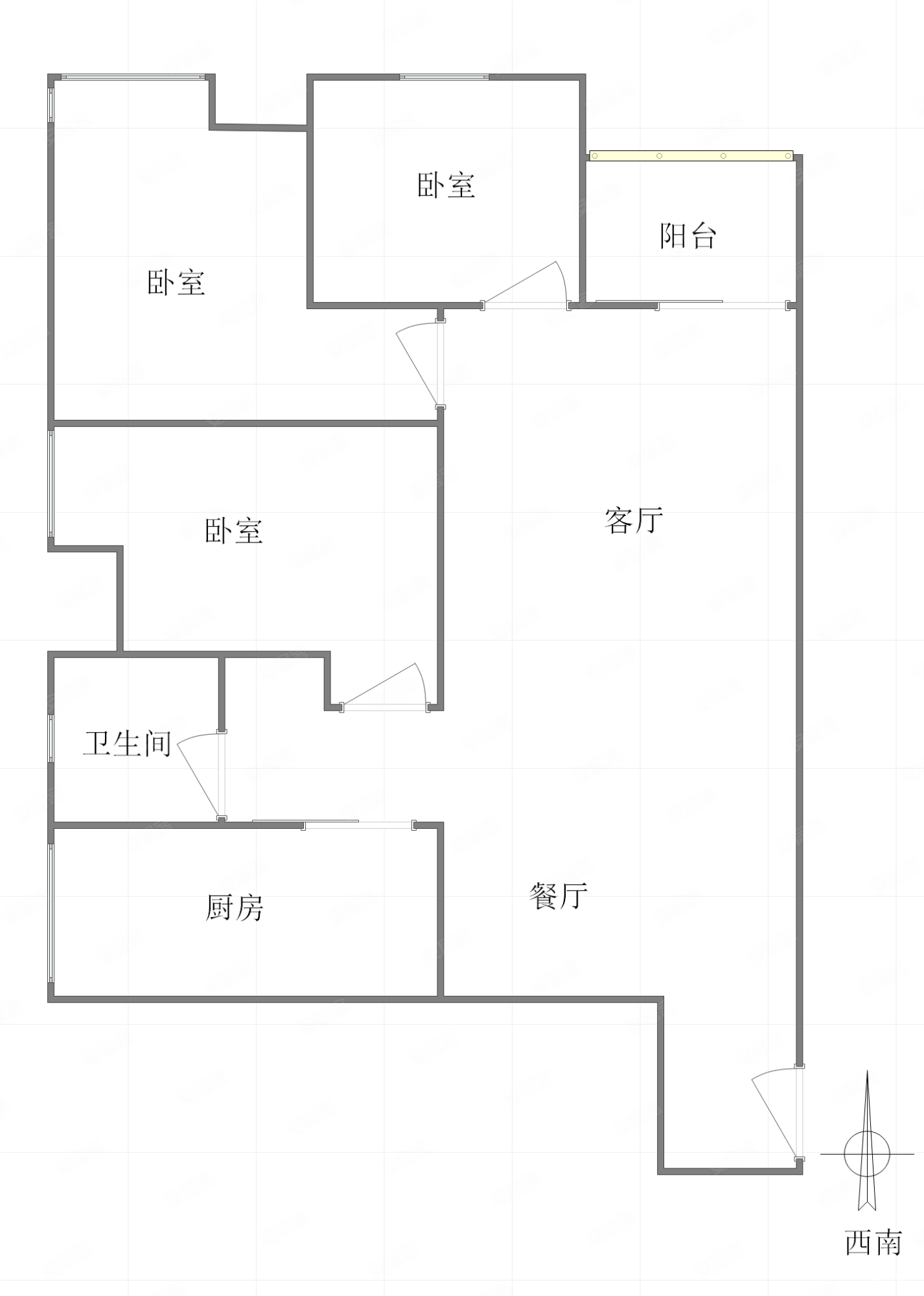 财信渝中城3室2厅1卫88.47㎡西南164万