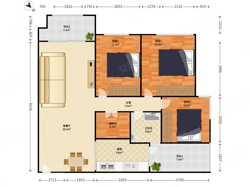 宝能新上小户型,开发商统一装修,厅出阳台朝南,看房方便