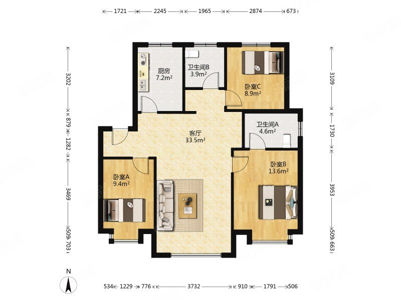 泽信公馆 正南朝向 满二 双卫生间 房龄新