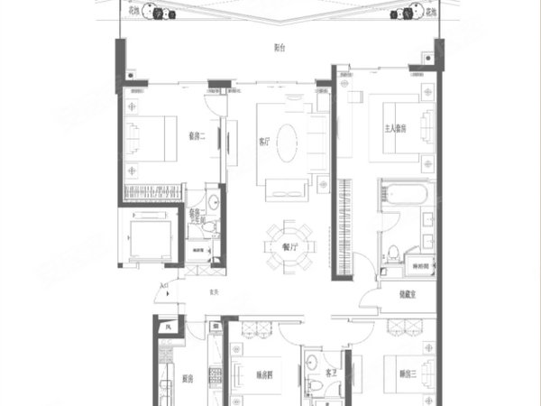 三亚吉阳鹿回头复地鹿岛年租20万  复地鹿岛 4房3卫  高层一线海景 南北通透出租房源真实图片