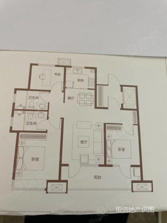 中梁国宾府116平套三双卫 带装修 69 可议