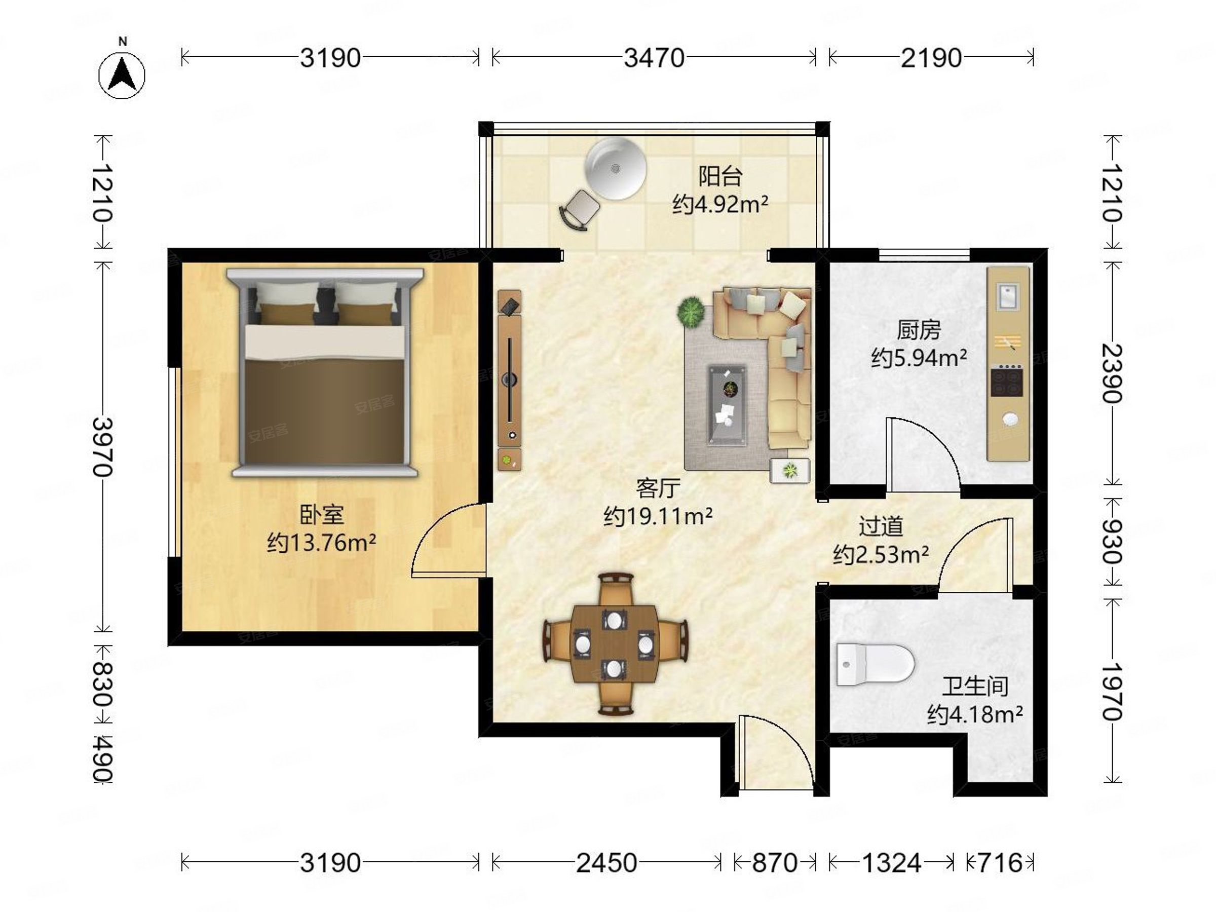 郁花园一里 一居室 出行方便 近医院 商品房 南北通透