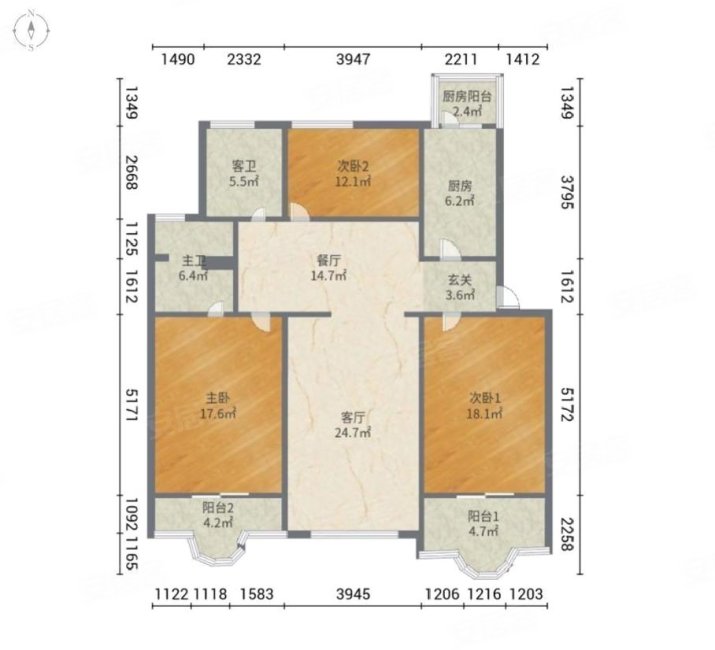 社区店 新出一层带100平绿地 眼镜房户型 三居