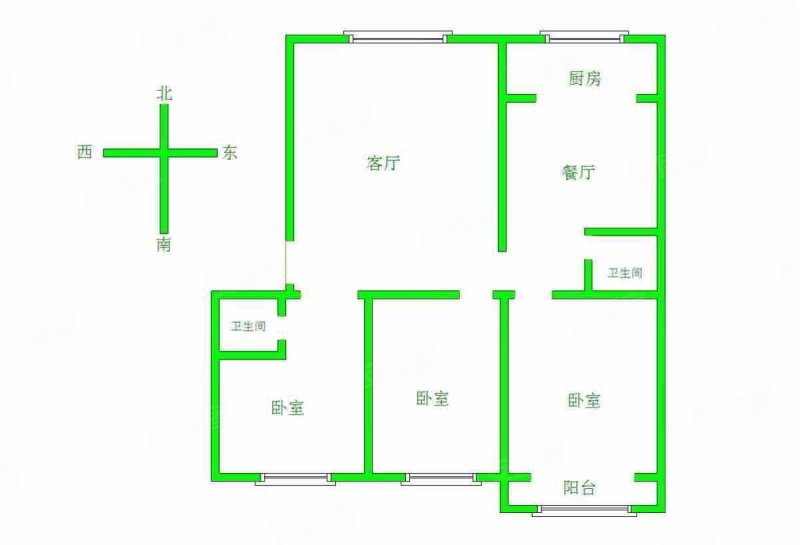 飞宇花园(北区)3室2厅2卫132.5㎡南北90万