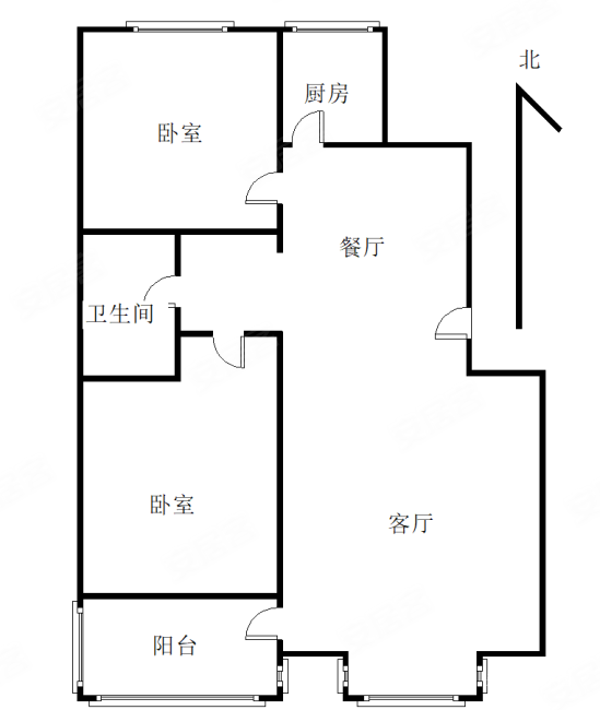 桥华世纪村和华园2室2厅1卫104.31㎡南北98万