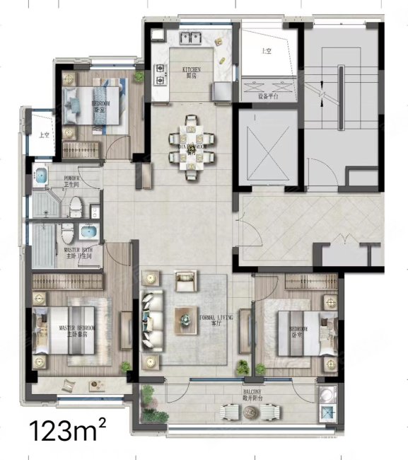 绿城兰园(青州)3室2厅2卫124㎡南北96万
