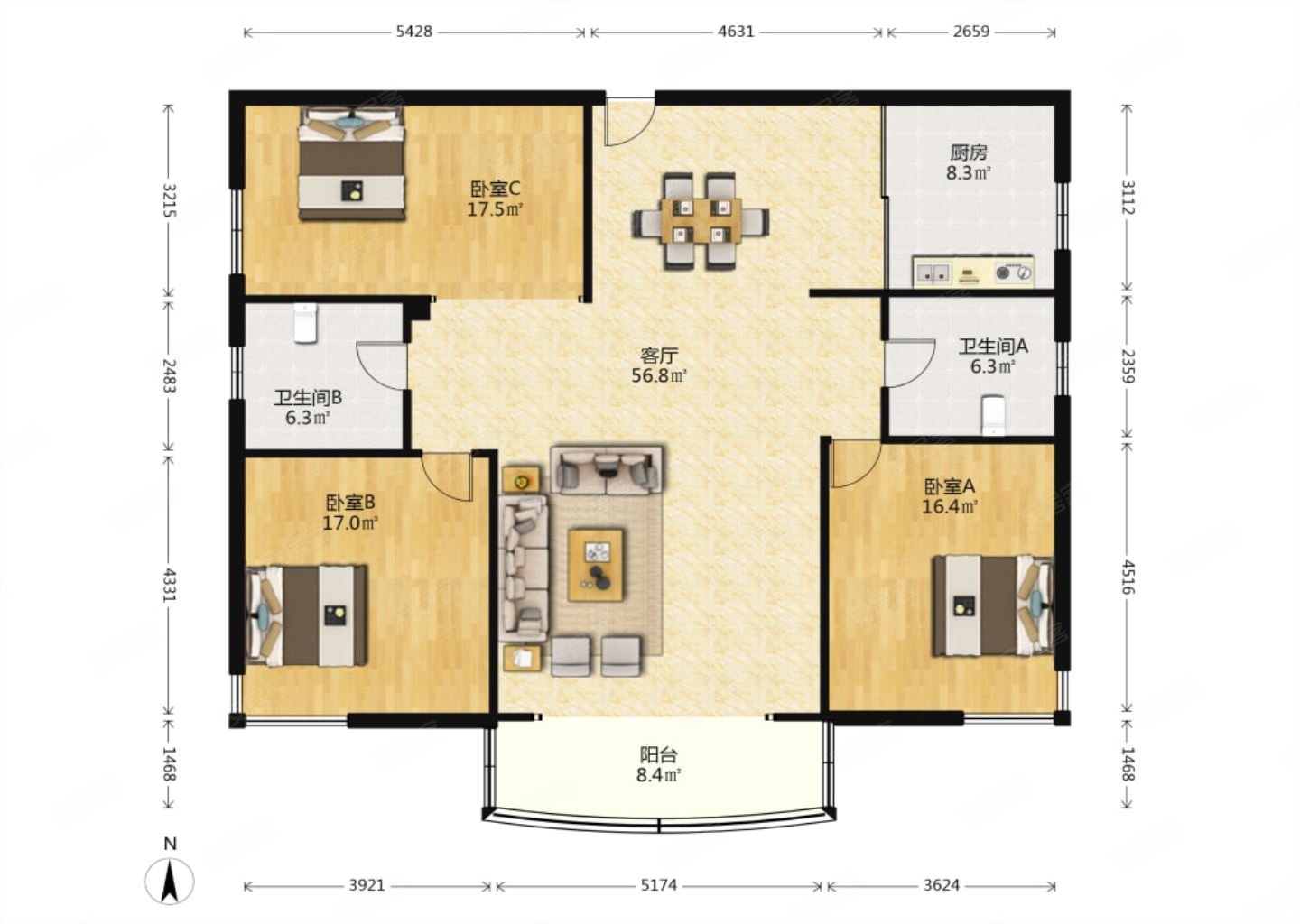 高新一中旁欧锦园175平朝南大3室,三初全明户型采光好,欧锦园二手房