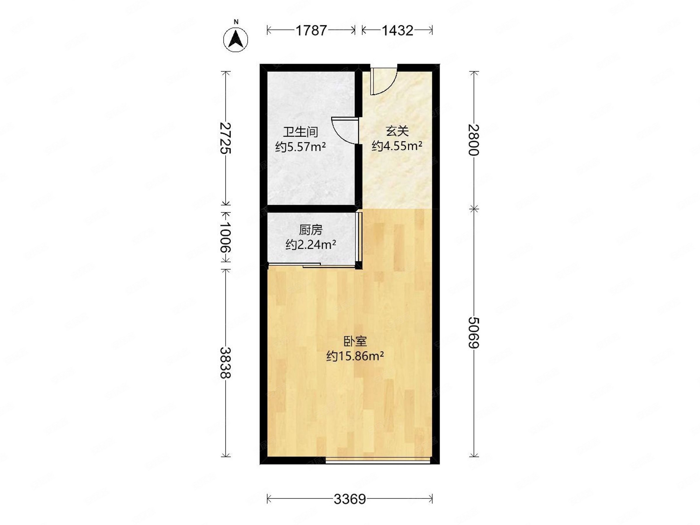 新合作城市广场1室1厅1卫43.11㎡北35万