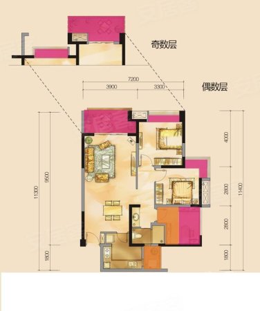 花样年花样城(1-4期)3室2厅1卫83㎡东南72万