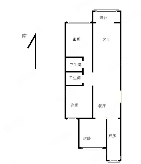 家天下3室2厅2卫107.55㎡南北355万