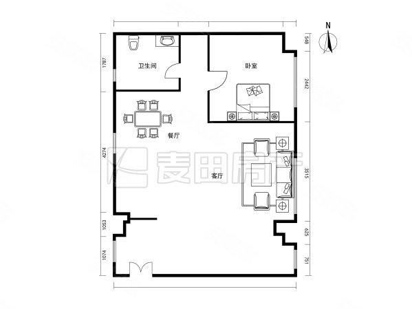 领地OFFICE1室1厅1卫92.83㎡东西415万