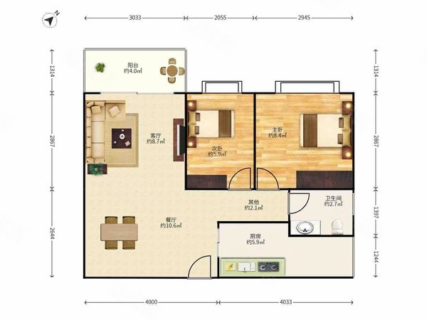 【多图】皇御苑(二期),皇岗租房,皇御苑二期64平2房南向阳光充足新