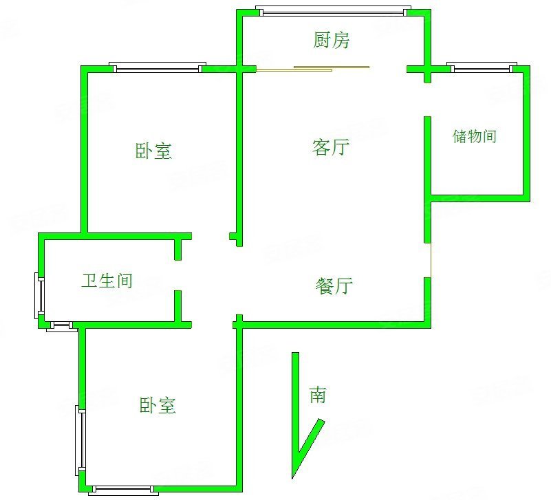 佳境天城2室2厅1卫86㎡南北54万