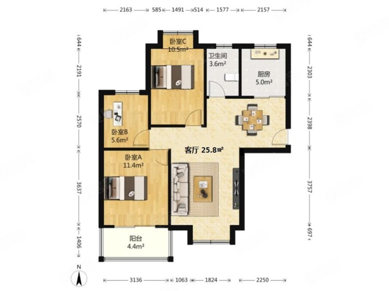 天润城第十三街区二手房,125万,3室2厅,1卫,85平米-南京安居客
