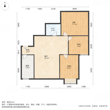 西园佳园3室2厅1卫91㎡南北139万