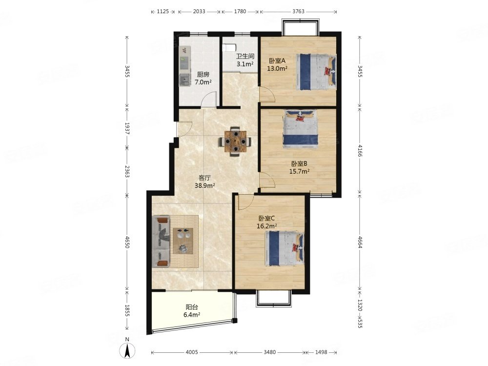 林景瑞园精装三房房主诚心卖价格可谈