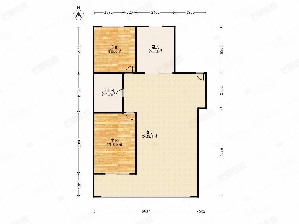 东方银座中心城2室1厅1卫81.44㎡南北75万