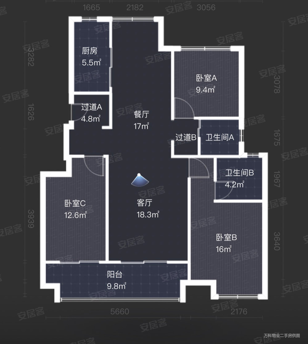 香樟国际3室2厅2卫108㎡南北215万
