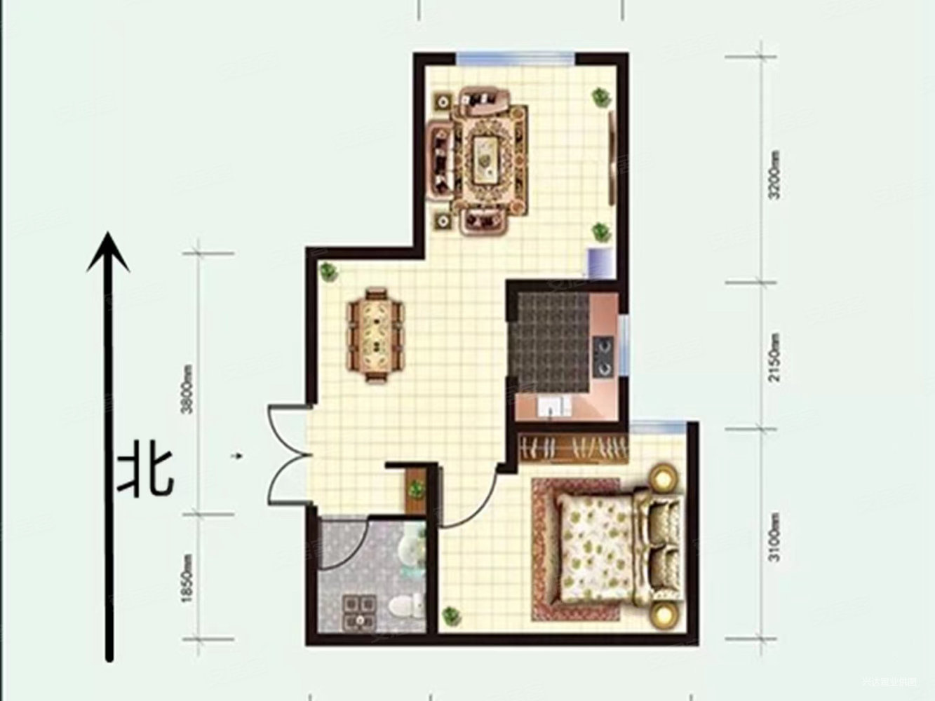 汇福悦榕湾(商住楼)1室1厅1卫55㎡东40万