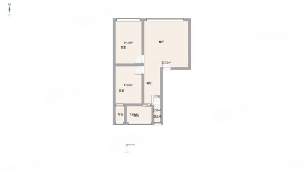 兴发明居三期2室2厅1卫84㎡南北55.6万