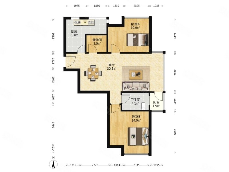 华侨城三期丨边套21三室户型丨次顶楼视野采光好丨房东急售