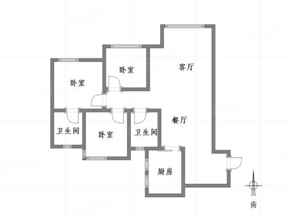 华宇城M8组团3室2厅2卫109㎡南北153万