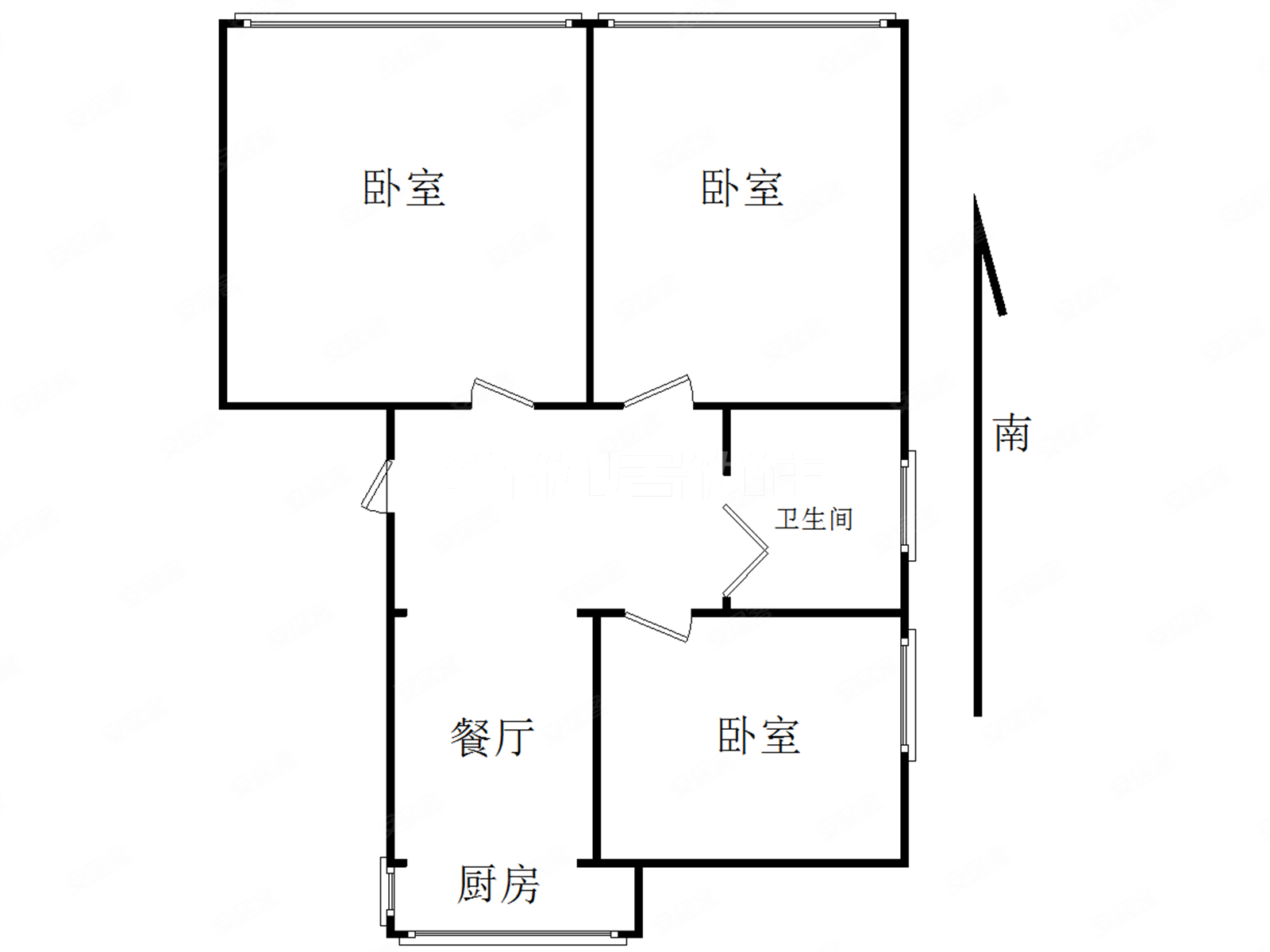 轻盐工纺小区2室1厅1卫67.29㎡南北94万