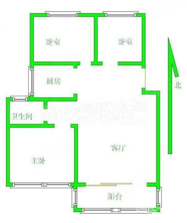 天瑞公馆3室2厅1卫103㎡南北56万