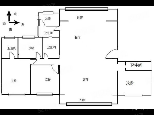 东部美的城5室2厅3卫205㎡南北339万