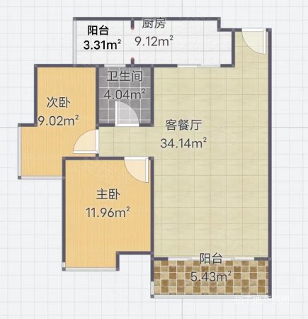 中海康城花园2室2厅2卫76㎡南428万