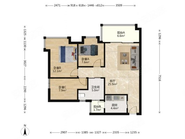 【多图】滨江瑞城,工业大道南租房,滨江瑞诚 高端小区三房 光线好