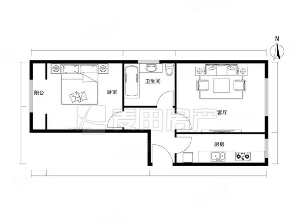 北京海淀西北旺芳怡园南北通透 1室1厅  芳怡园出租房源真实图片