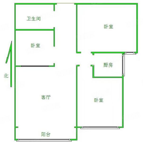 公园时代3室2厅1卫92.67㎡南北105万