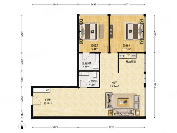 建外soho西区 精装两居 东北高层看国贸 长安街 便宜房,朝阳租房-北京