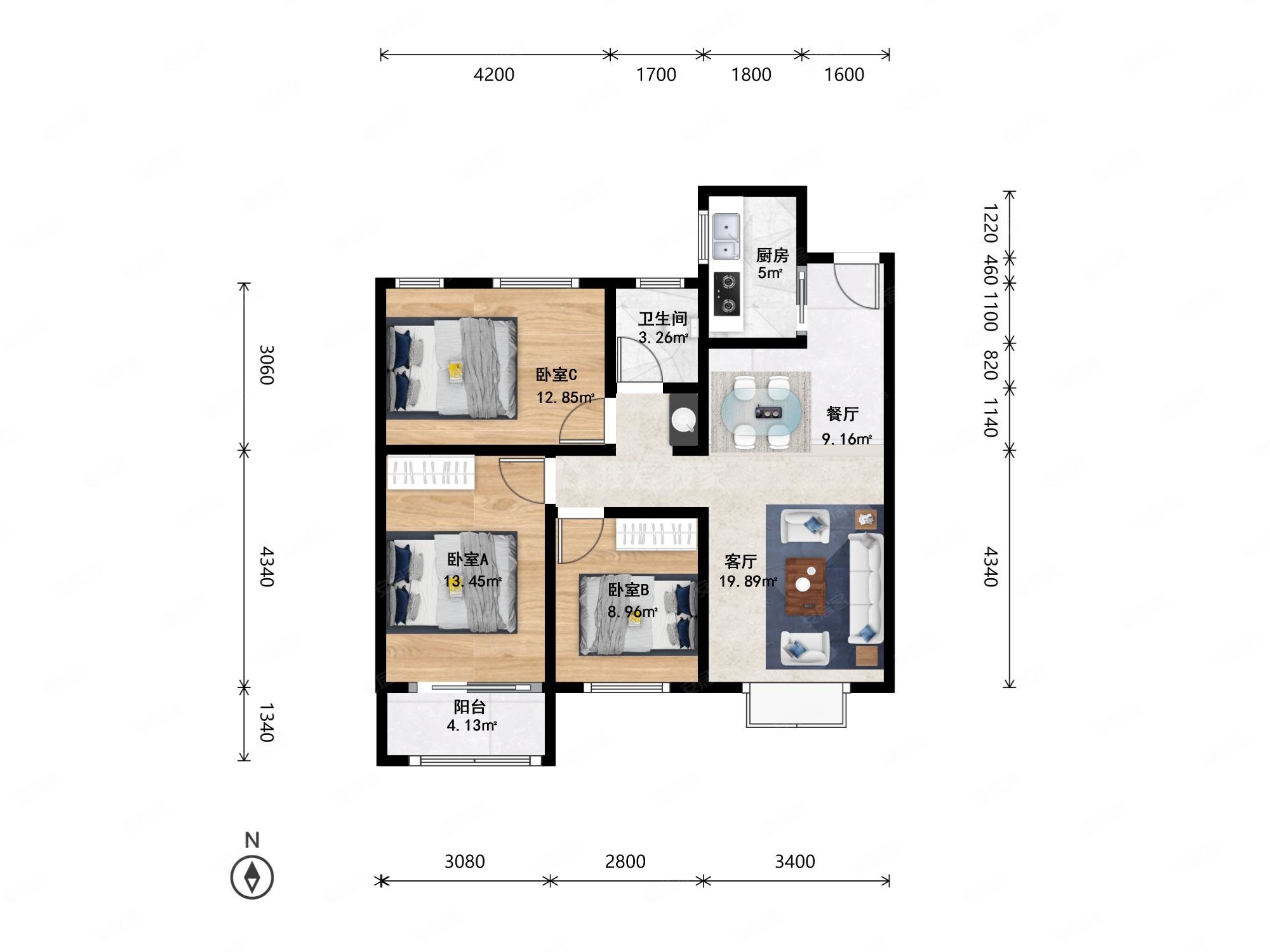 尚海湾(公寓住宅)3室2厅1卫88.18㎡南245万