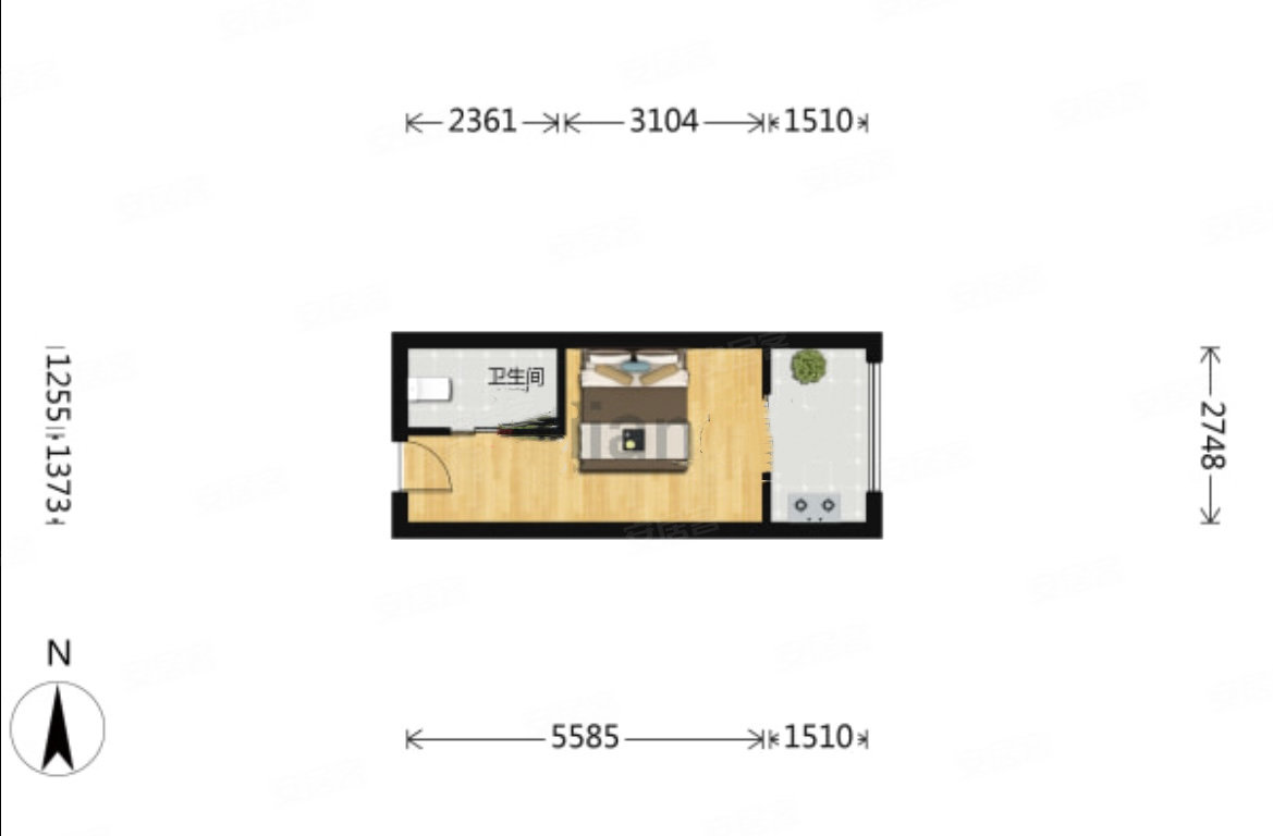 K2荔枝湾(南区)1室0厅1卫27.42㎡西140万