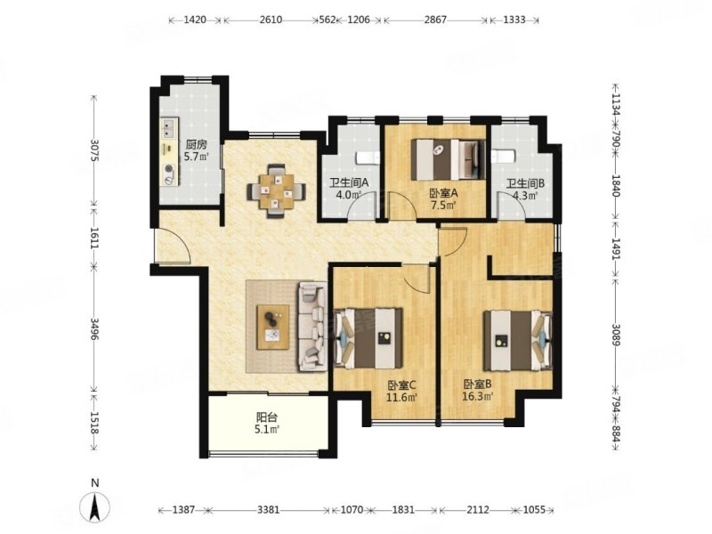 半岛印象花园 临地铁 双卫 南北通透 中间楼层采光好