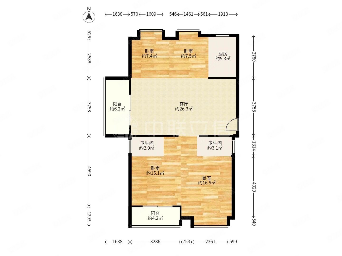 泰禾名城 南北通透 无遮挡 采光充足 0公摊