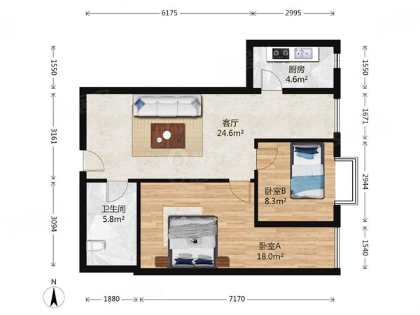 北京朝阳北苑平安嘉苑北苑平安嘉苑2室1厅出租房源真实图片