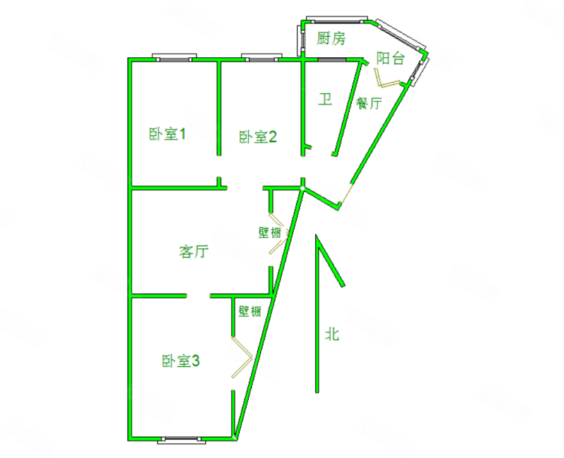 开发里3室2厅1卫96.06㎡南北319万