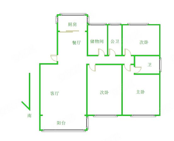 现代城3室2厅2卫130㎡南北63万