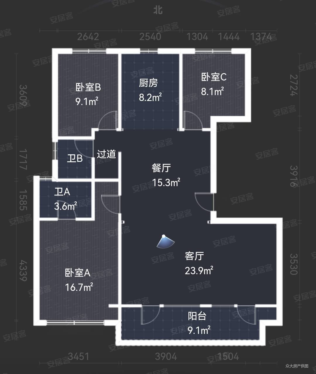 万城春暖花开(公寓住宅)3室2厅2卫126㎡南北75万