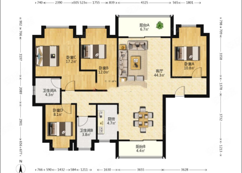 鱼峰区一梯一户碧桂园城央首府精装四房两卫南北通透