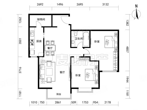 澳洲康都2室2厅1卫98㎡南850万