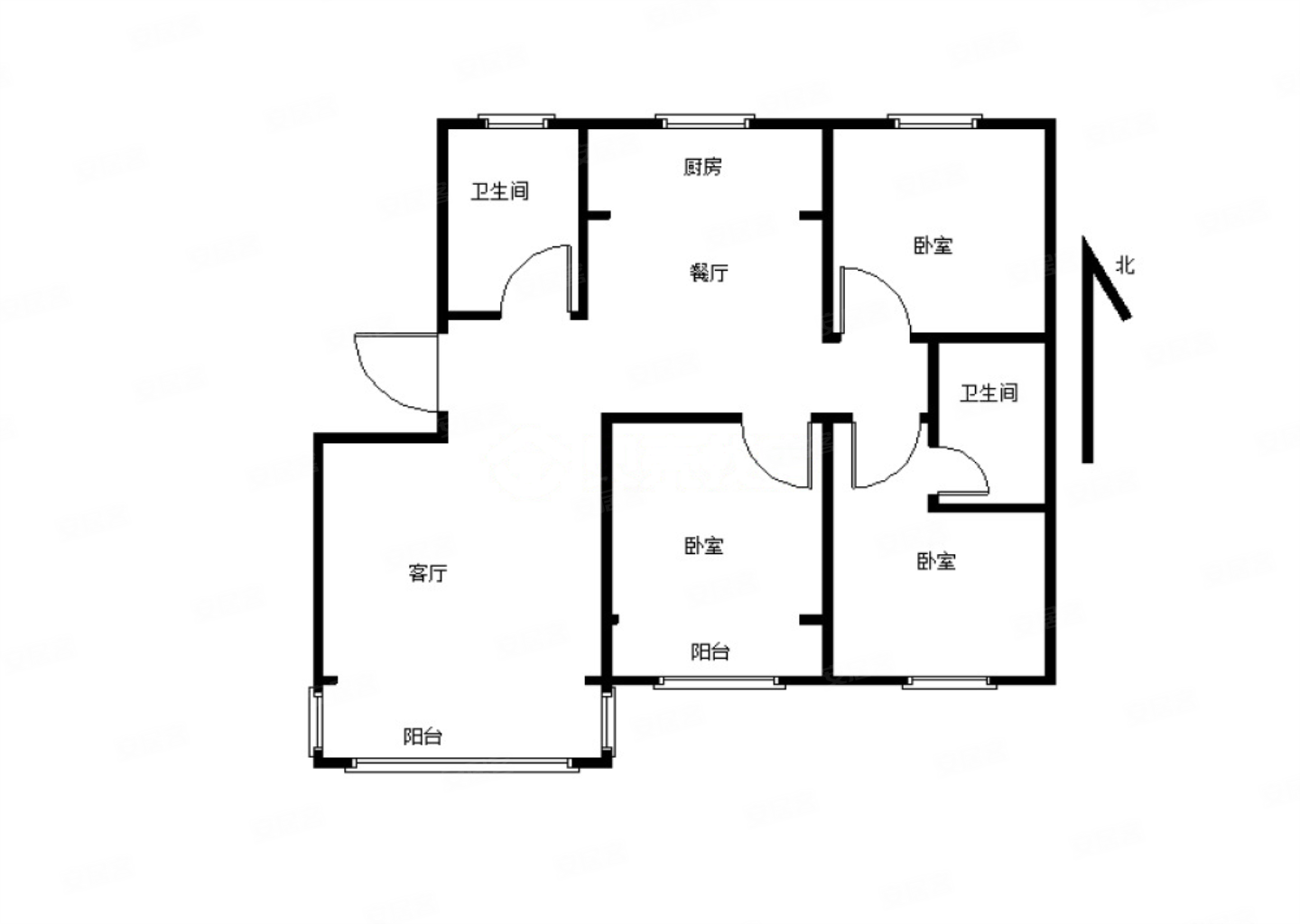 明德近多层全明三室双卫偏h户型采光相当好带地下室