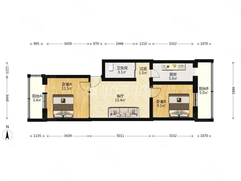 清和园精装2居好房子靠谱卖